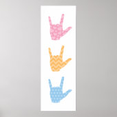 ASL I Love You Sign Language 12 x 36-inch Poster (Voorkant)
