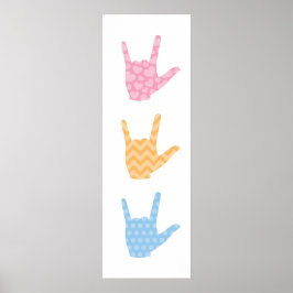 ASL I Love You Sign Language 12 x 36-inch Poster