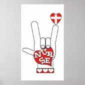 ASL I Love You Sign Language - HAND HEART NURY Poster (Voorkant)