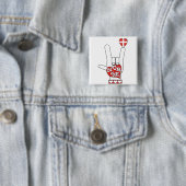 ASL I Love You Sign Language - HAND HEART NURY Vierkante Button 5,1 Cm (In situ)