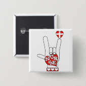ASL I Love You Sign Language - HAND HEART NURY Vierkante Button 5,1 Cm (Voorkant /achterkant)