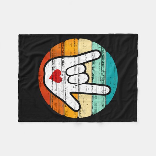 Asl I Love You, Sign Language Heart Love Valentine Fleece Deken (Voorkant (Horizontaal))