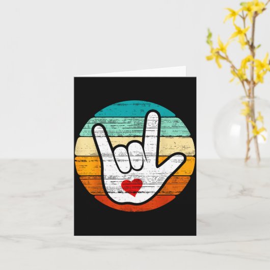 Asl I Love You, Sign Language Heart Love Valentine Kaart (Gele Bloem)