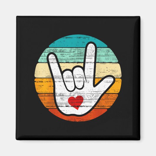 Asl I Love You, Sign Language Heart Love Valentine Magneet (Voorkant)