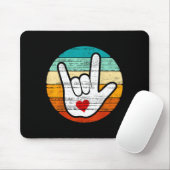 Asl I Love You, Sign Language Heart Love Valentine Muismat (Met muis)
