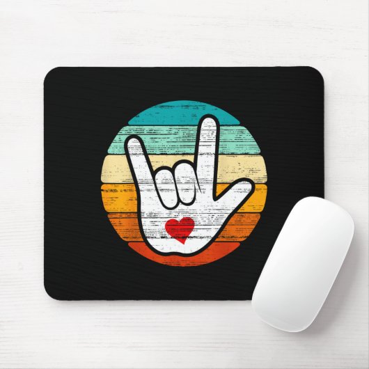 Asl I Love You, Sign Language Heart Love Valentine Muismat (Met muis)