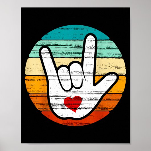 Asl I Love You, Sign Language Heart Love Valentine Poster (Voorkant)