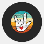 Asl I Love You, Sign Language Heart Love Valentine Ronde Sticker (Voorkant)