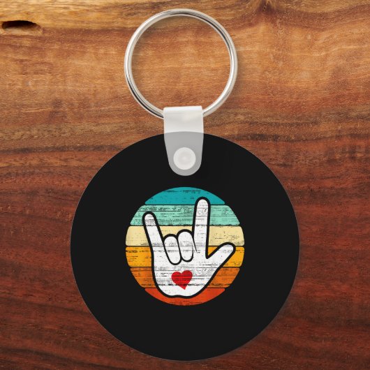 Asl I Love You, Sign Language Heart Love Valentine Sleutelhanger (Voorkant)