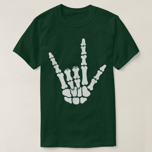ASL I Love You Skeleton Hand on Black American Sig T-shirt (Design voorkant)
