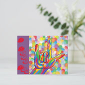 ASL I Love You with Bubble Background Briefkaart (Staand voorkant)