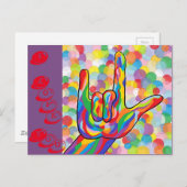 ASL I Love You with Bubble Background Briefkaart (Voorkant / Achterkant)