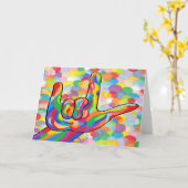 ASL I Love You with Bubble Background Kaart (Gele Bloem)