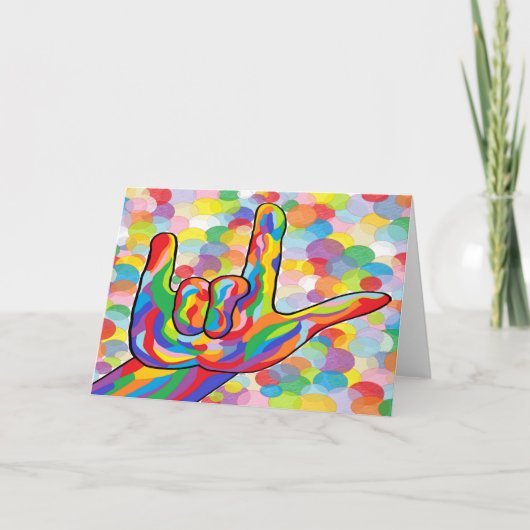 ASL I Love You with Bubble Background Kaart (Voorkant)