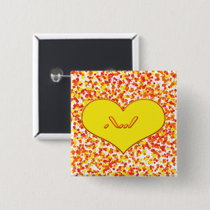 ASL-I Love You with Heart by Shirley Taylor Vierkante Button 5,1 Cm