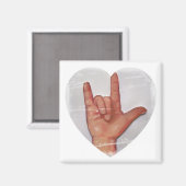 ASL "IK HOOP VAN JE" HEART SHAPE #2 MAGNEET (Voorkant / Achterkant)