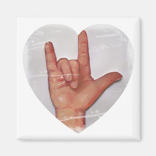 ASL "IK HOOP VAN JE" HEART SHAPE #2 MAGNEET (Voorkant)
