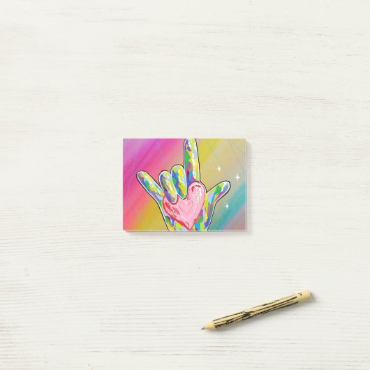 ASL IK HOOR VAN JE Hart Post-it® Notes (Op bureau)