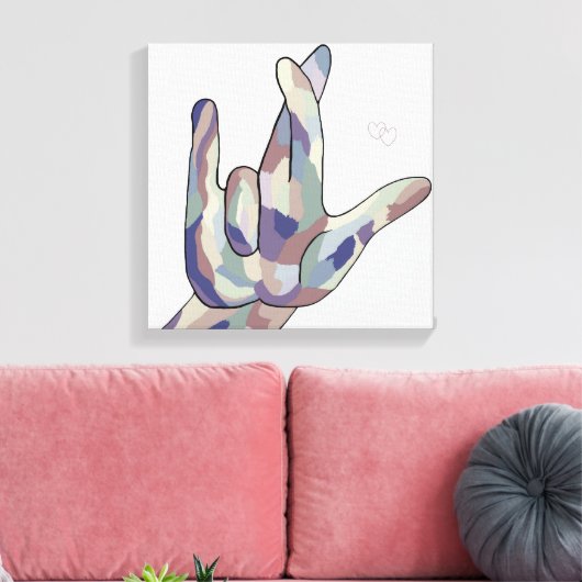 ASL Ik hou echt van je denim Canvas Afdruk (Insitu (Woonkamer))