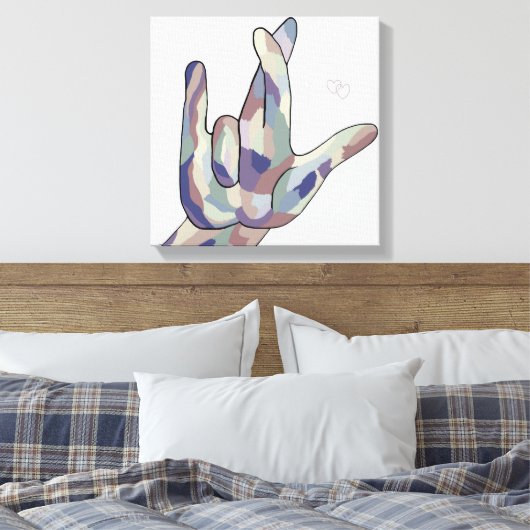 ASL Ik hou echt van je denim Canvas Afdruk (Insitu (Slaapkamer))