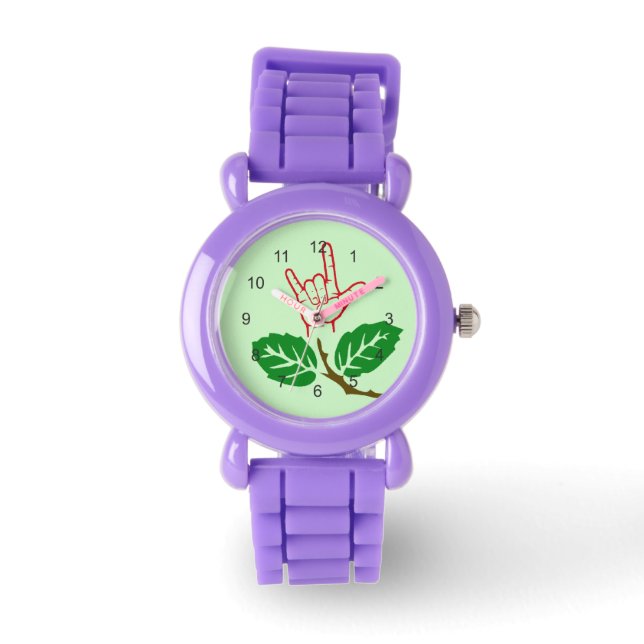 ASL Ik hou van je bloem horloge (Voorkant)