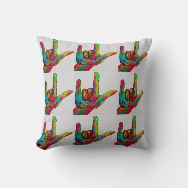 ASL Ik hou van je, ik hou van je. Kussen (Voorkant)