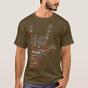 ASL Ik hou van je in verschillende talen, ontwerp  T-shirt