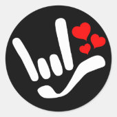 ASL Ik hou van je LILY teken met harten klassieke  Ronde Sticker (Voorkant)