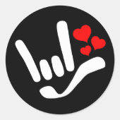 ASL Ik hou van je Onderteken met harten Ronde Sticker (Voorkant)