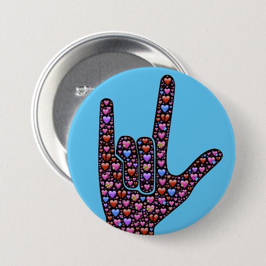 ASL "Ik hou van je" Ronde Button 7,6 Cm (Voorkant /achterkant)