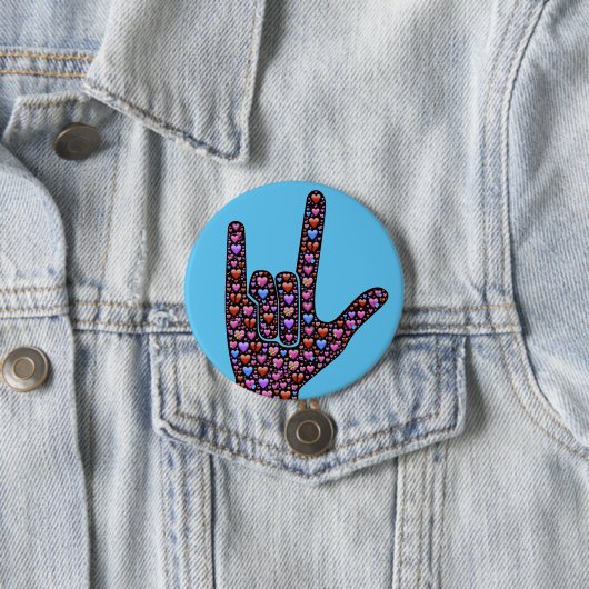 ASL "Ik hou van je" Ronde Button 7,6 Cm (In situ)