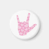 ASL Ik hou van je roze harten gebarentaal magneet (Voorkant)