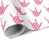 ASL Ik hou van je Roze Rode Kerst Candy Cane Cadeaupapier (Rol Hoek)
