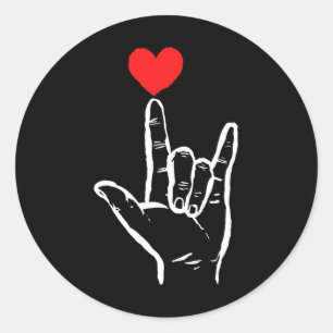 Asl Ik Hou Van Jou Hand Hart Amerikaanse Gebarenta Ronde Sticker