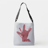 ASL ILY Design - Love Wounded But Still Strong Crossbody Tas (Achterkant)