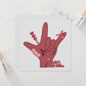 ASL ILY Design - Love Wounded But Still Strong Kaart (Voorkant / Achterkant in situ)