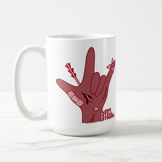ASL ILY Design - Love Wounded But Still Strong Koffiemok (Links)