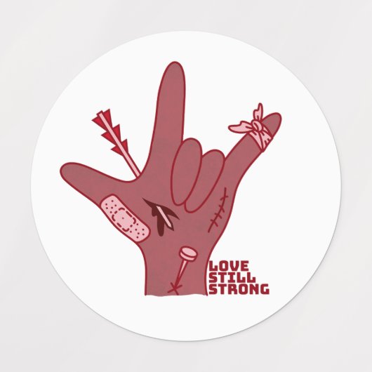ASL ILY Design - Love Wounded But Still Strong Labels (Design 1)