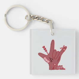 ASL ILY Design - Love Wounded But Still Strong Sleutelhanger
