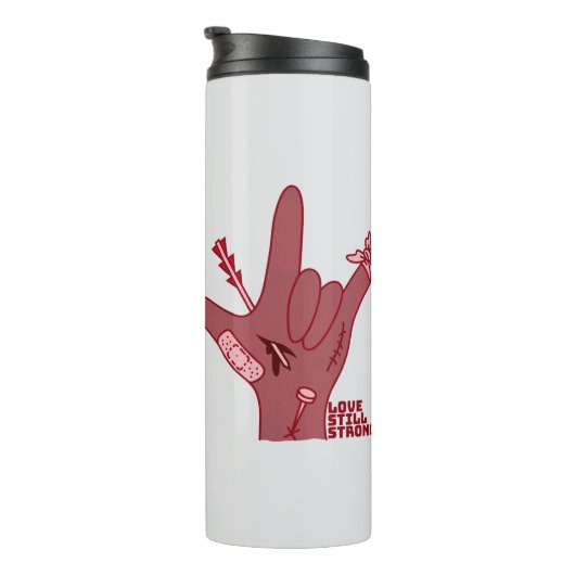 ASL ILY Design - Love Wounded But Still Strong Thermosbeker (Geroteerd rechts)