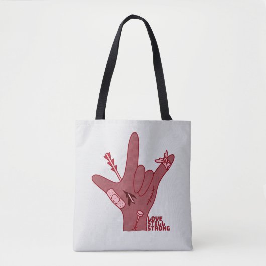 ASL ILY Design - Love Wounded But Still Strong Tote Bag (Voorkant)