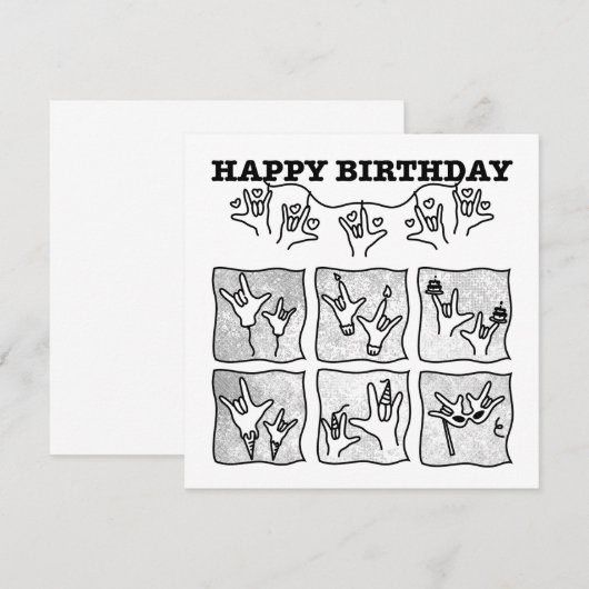 ASL ILY Obsession - Happy Birthday!  Kaart (Voorkant / Achterkant)