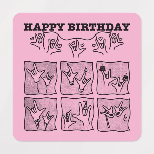 ASL ILY Obsession - Happy Birthday!  Labels (Design 2)