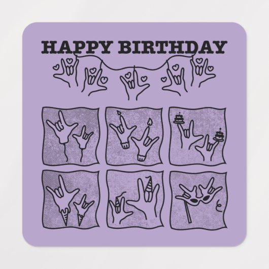 ASL ILY Obsession - Happy Birthday!  Labels (Design 1)
