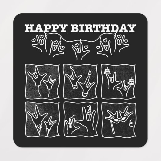 ASL ILY Obsession - Happy Birthday! Labels (Design 1)