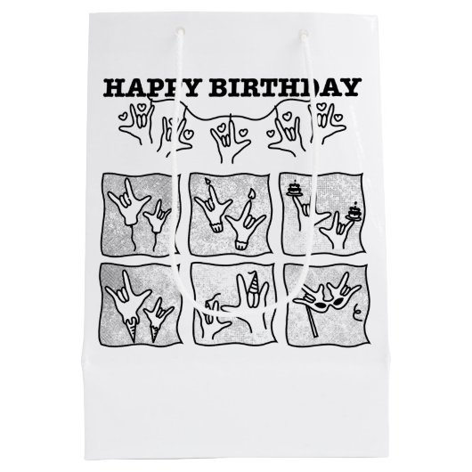 ASL ILY Obsession - Happy Birthday!  Medium Cadeauzakje (Achterkant)