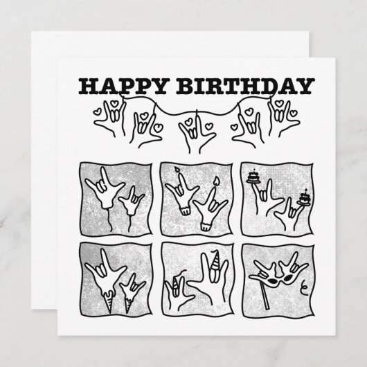 ASL ILY Obsession - Happy Birthday!  Save The Date (Voorkant / Achterkant)