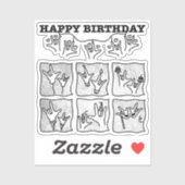 ASL ILY Obsession - Happy Birthday!  Sticker (Vel)