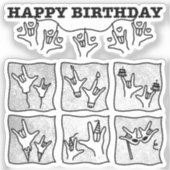 ASL ILY Obsession - Happy Birthday!  Sticker (Voorkant)