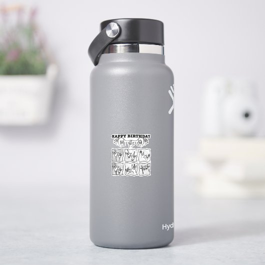 ASL ILY Obsession - Happy Birthday!  Sticker (HydroFlask)